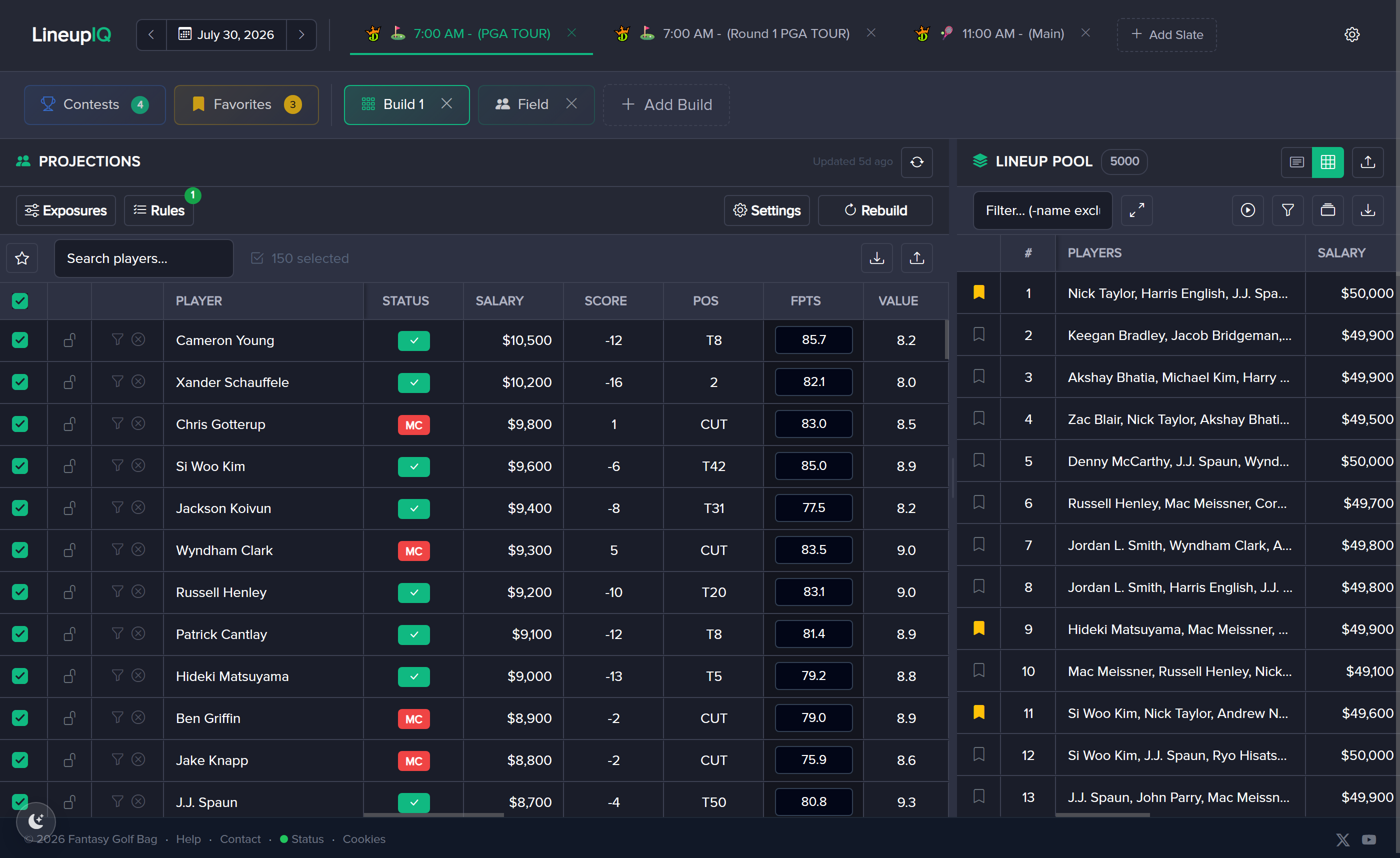 LineupIQ lineup optimizer and simulations